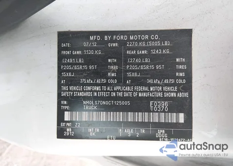 2012 Ford Transit Connect Xlt z USA, uszkodzony, nr VIN NM0LS7DN0CT125005